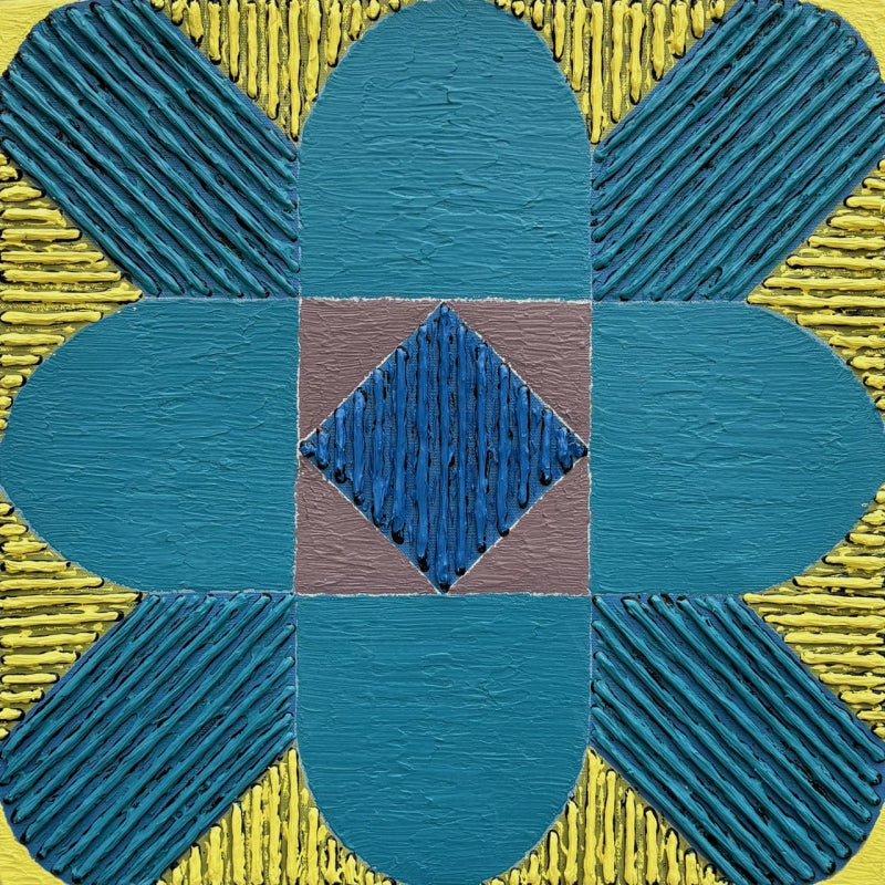 Untitled 602' abstract acrylic painting by artist Sandesh Khule, 18x18 inch, on canvas