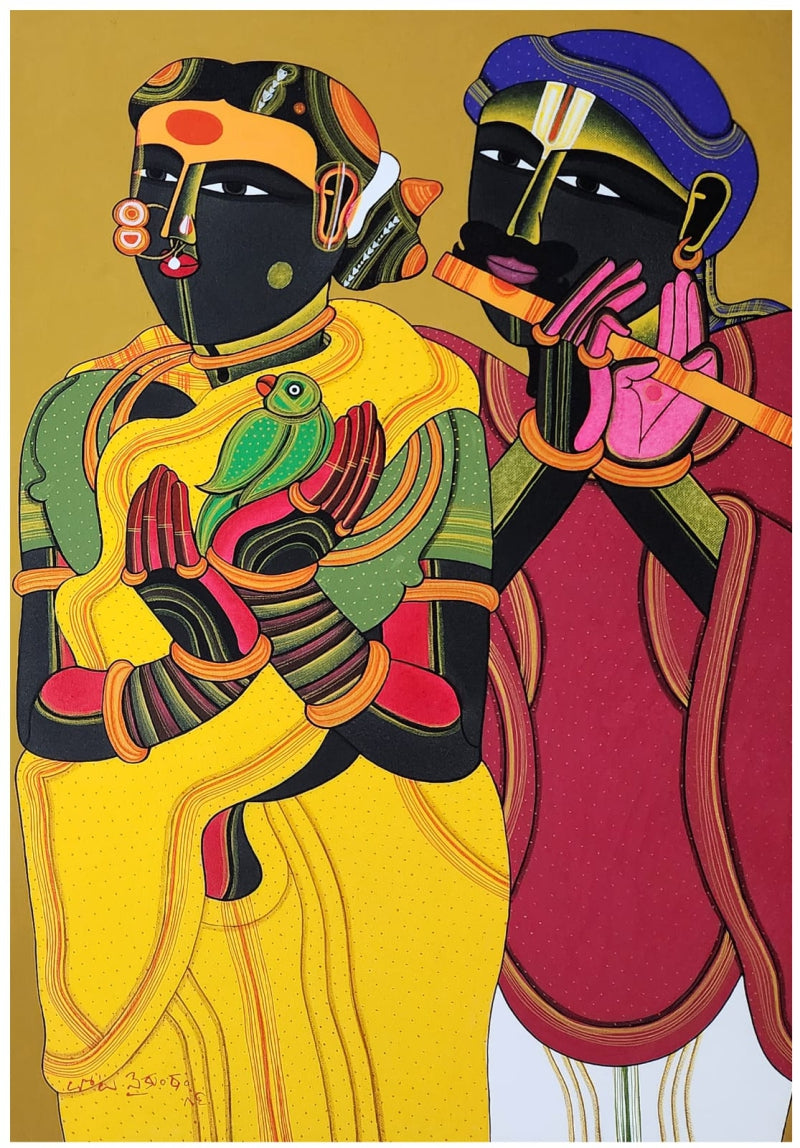 Untitled 603' figurative acrylic painting by artist Thota Vaikuntam, 36x24 inch, on canvas