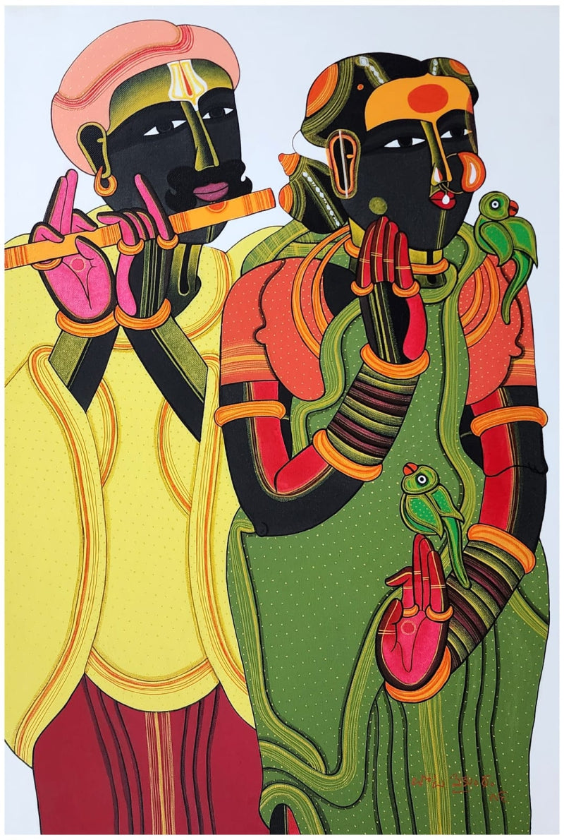 Untitled 604 by Thota Vaikuntam, Original Acrylic Figurative Painting on Canvas, Medium Vertical Wall Art