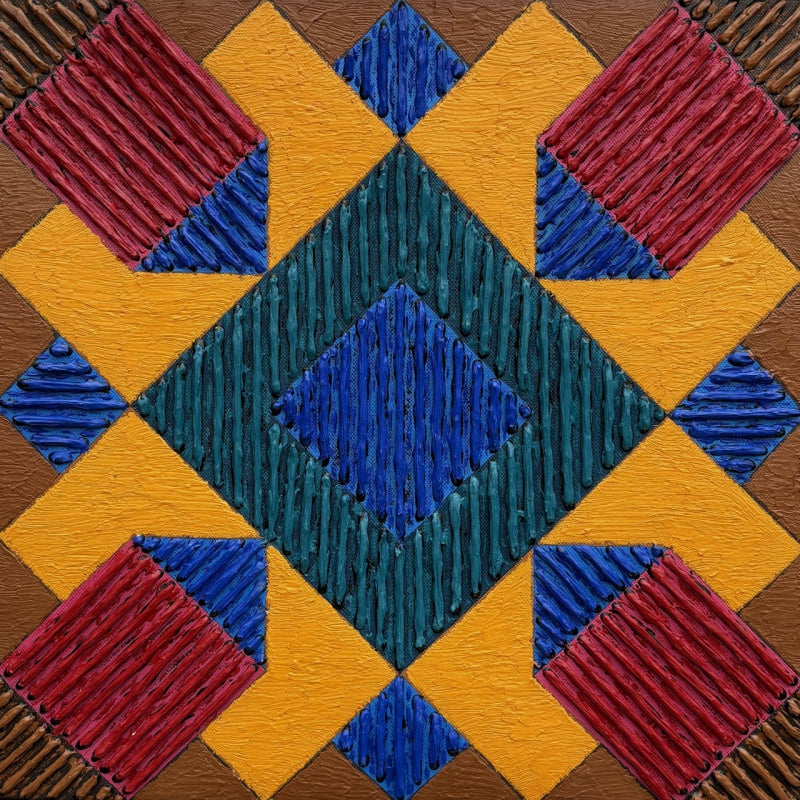 Untitled 608' abstract acrylic painting by artist Sandesh Khule, 18x18 inch, on canvas