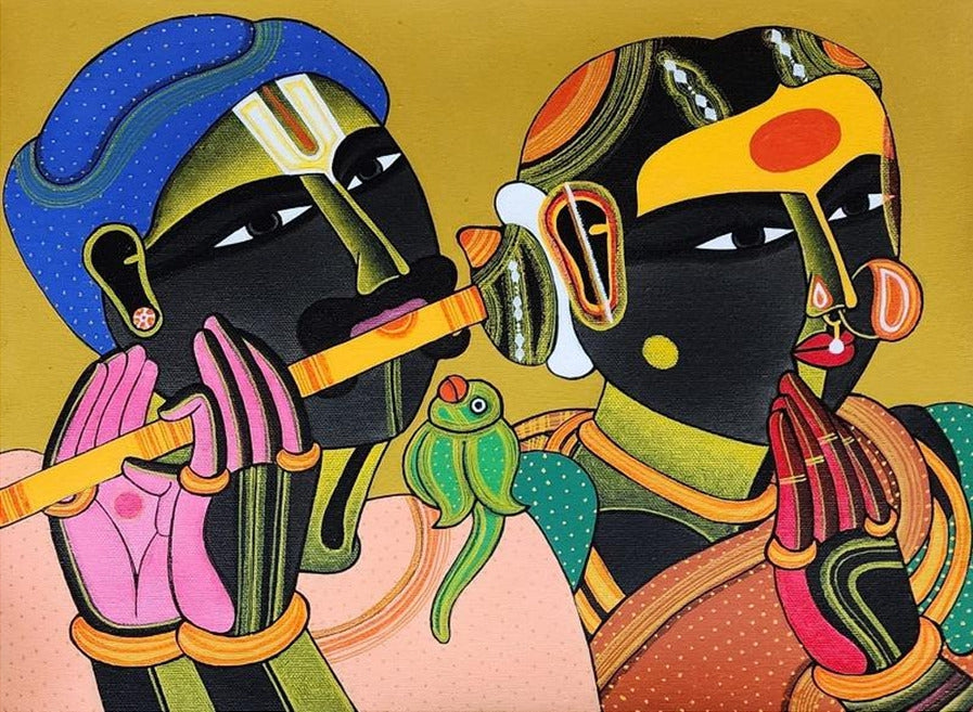 Untitled 652' figurative acrylic painting by artist Thota Vaikuntam, 12x16 inch, on canvas