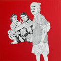 Untitled 66' figurative acrylic painting by artist Laxman Aelay, 12x12 inch, on canvas