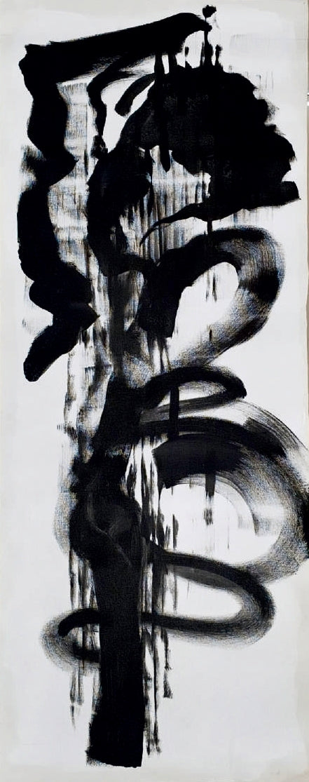 Untitled 66' abstract acrylic painting by artist Anand Kamdar, 36x12 inch, on canvas