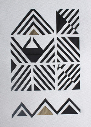 Untitled 66 (Intersecting Rhythms) by Vivek Nimbolkar, Original Paper Abstract Painting on Paper, X-Small Vertical Wall Art
