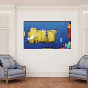 'Untitled 67' painting by Sudhir Talmale shown on a wall in a furnished room.