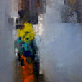 Untitled 7' abstract oil painting by artist Bhausaheb Nanaware, 54x54 inch, on canvas