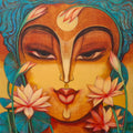 Untitled 7' figurative acrylic painting by artist Prabhakar Ahobilam, 48x48 inch, on canvas
