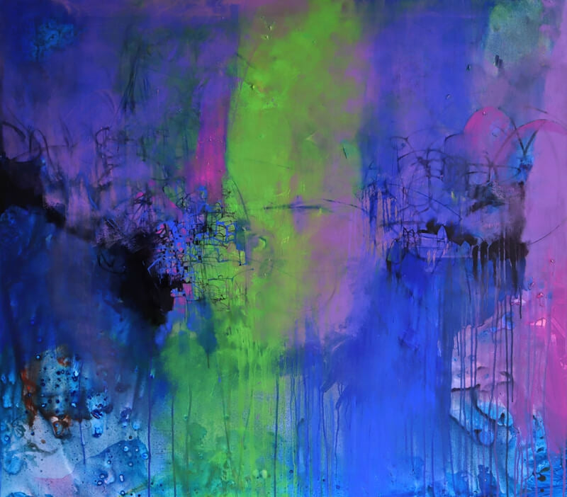 Untitled 7' contemporary acrylic painting by artist Pradip Sengupta, 42x48 inch, on canvas