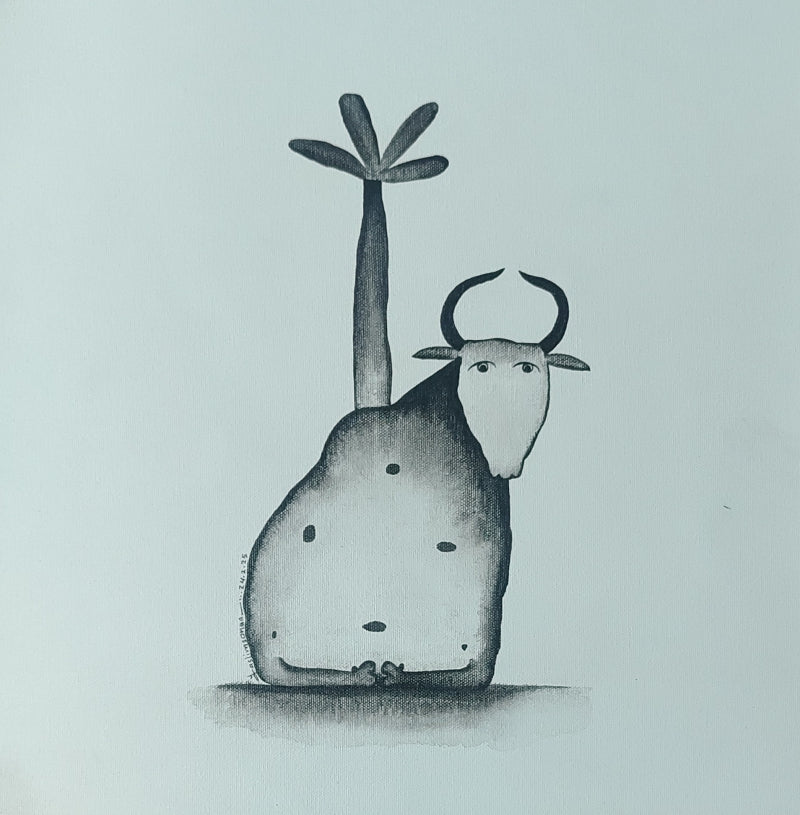 'Untitled 7' contemporary acrylic painting by artist Taslim Jamal, 12x12 inch, on canvas