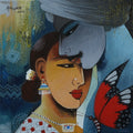Untitled 7' figurative acrylic painting by artist Agacharya A, 12x12 inch, on canvas