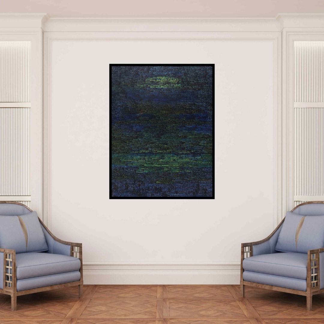 In-situ view of Hansodnya Thambe's 'Untitled 7 (Deep Sea Rhythms)' painting in a room