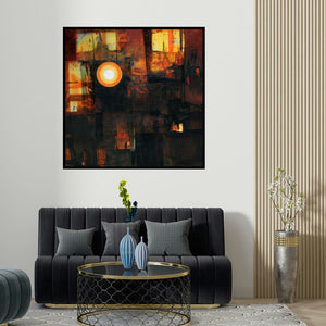 Stalin Joseph's 'Untitled 7 (Dark Abstract)' painting visualized above a sofa in a contemporary room.