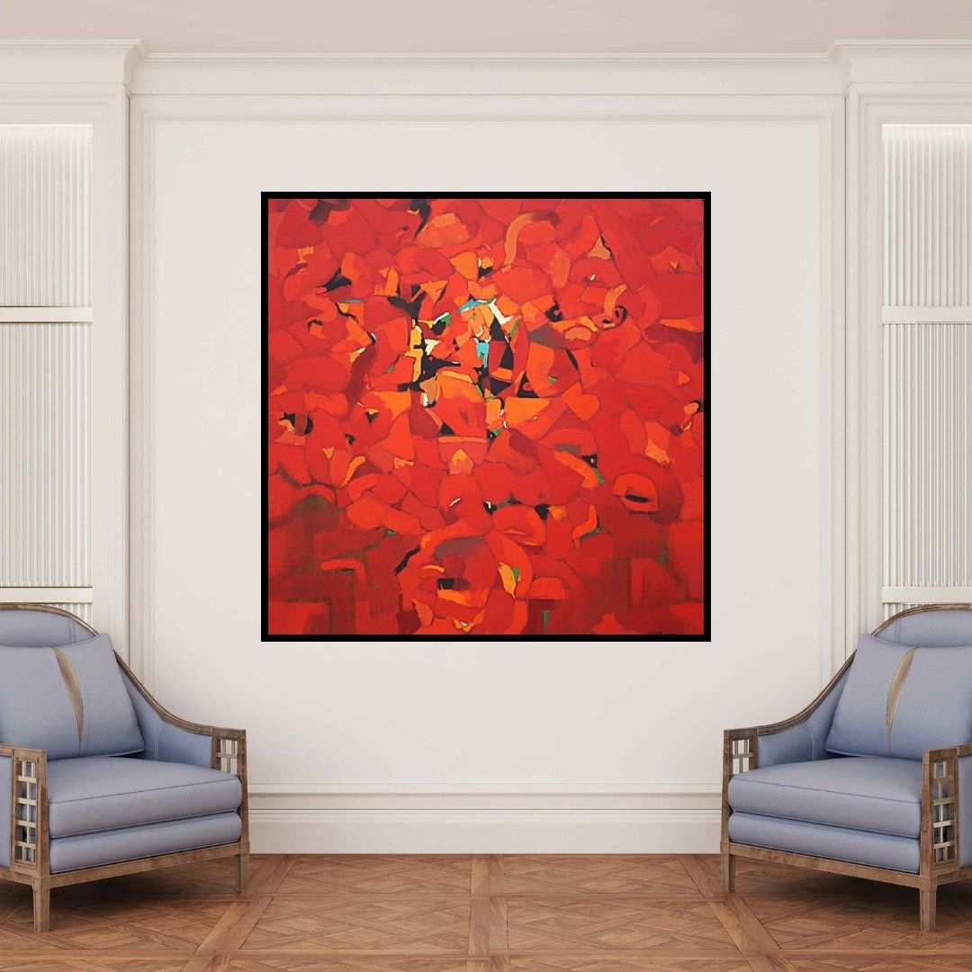 In-situ view of Yogesh Murkute's 'Untitled 7' painting in a room