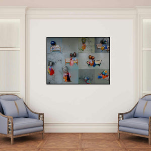 'Untitled 7' painting by Pragnesh Patel shown on a wall in a furnished room.