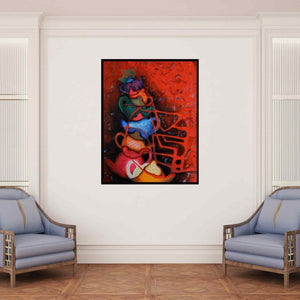 In-situ view of Sangeeta Singh's 'Untitled 7 (A Stacked Fantasy)' painting in a room