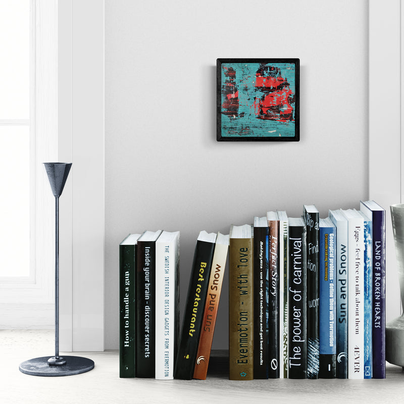 Preview of 'Untitled 7 (Urban Energy)' Painting by Priya Dhoot shown on a wall in a furnished room.