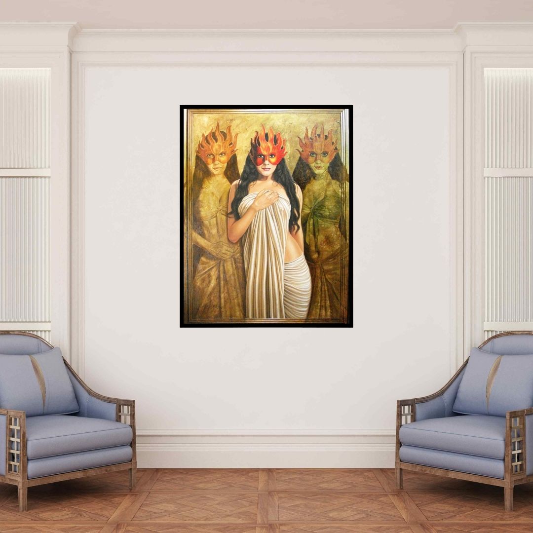 In-situ view of Shaheen Verma's 'Untitled' painting in a room