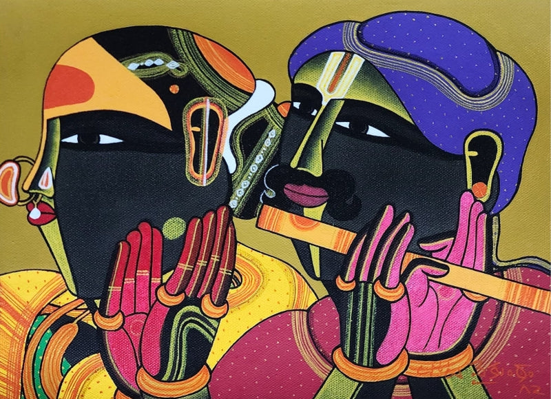 Untitled 700' figurative acrylic painting by artist Thota Vaikuntam, 9x12 inch, on canvas