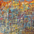 Untitled 71' abstract acrylic painting by artist Srj Surajit Chakraborty, 39x59 inch, on canvas