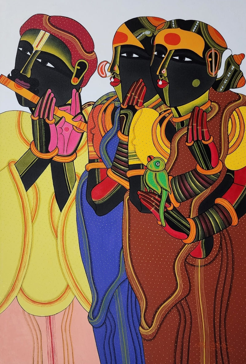 Untitled 711' figurative acrylic painting by artist Thota Vaikuntam, 36x24 inch, on canvas