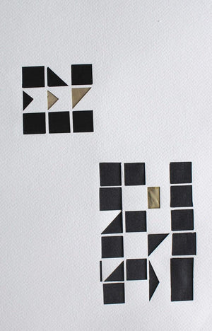 Untitled 72 (Binary Forms) by Vivek Nimbolkar, Original Paper Abstract Painting on Paper, X-Small Vertical Wall Art