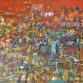 Untitled 73' abstract acrylic painting by artist Srj Surajit Chakraborty, 39x59 inch, on canvas