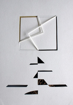 Untitled 73 (Suspended Structure) by Vivek Nimbolkar, Original Paper Abstract Painting on Paper, X-Small Vertical Wall Art