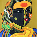 Untitled 751' figurative acrylic painting by artist Thota Vaikuntam, 10x8 inch, on canvas