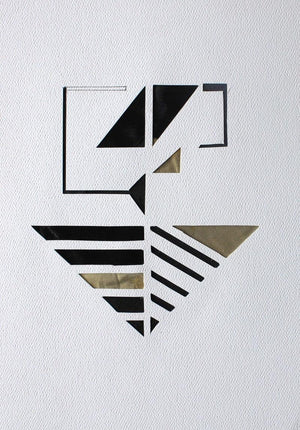 Untitled 76 (Intersecting Planes) by Vivek Nimbolkar, Original Paper Abstract Painting on Paper, X-Small Vertical Wall Art