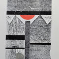 'Untitled 8' abstract wood cut printmaking by artist Shirish Mitbawkar, 17x12 inch, on paper