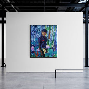 In-situ view of KG Babu's 'Untitled 8' painting in a room