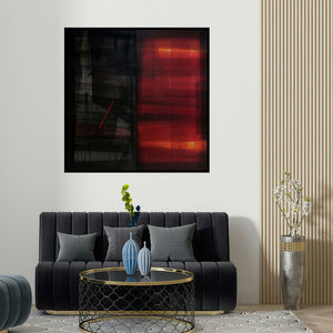 Mukhtar Kazi's 'Untitled 8' painting visualized above a sofa in a contemporary room.