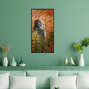 Preview of 'Untitled 8 (Intertwined)' Painting by Swati Sable shown on a wall in a furnished room.