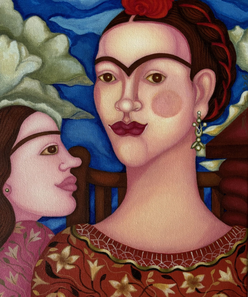 Untitled 8' figurative acrylic-oil painting by artist Jayita Borthakur, 10x8 inch, on canvas