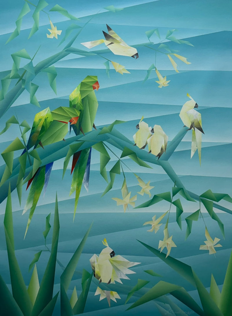 Untitled 8' animals acrylic painting by artist Nirakar Chowdhury, 48x36 inch, on canvas