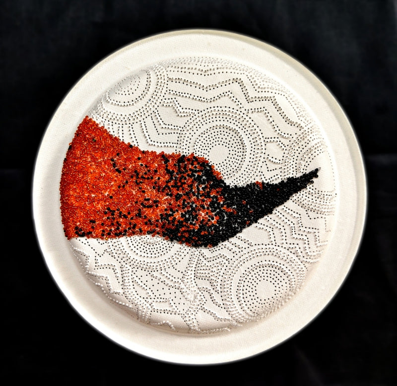 Untitled 8' contemporary mixed-media painting by artist Poonam Kishor, 12x12 inch, on food paper plate