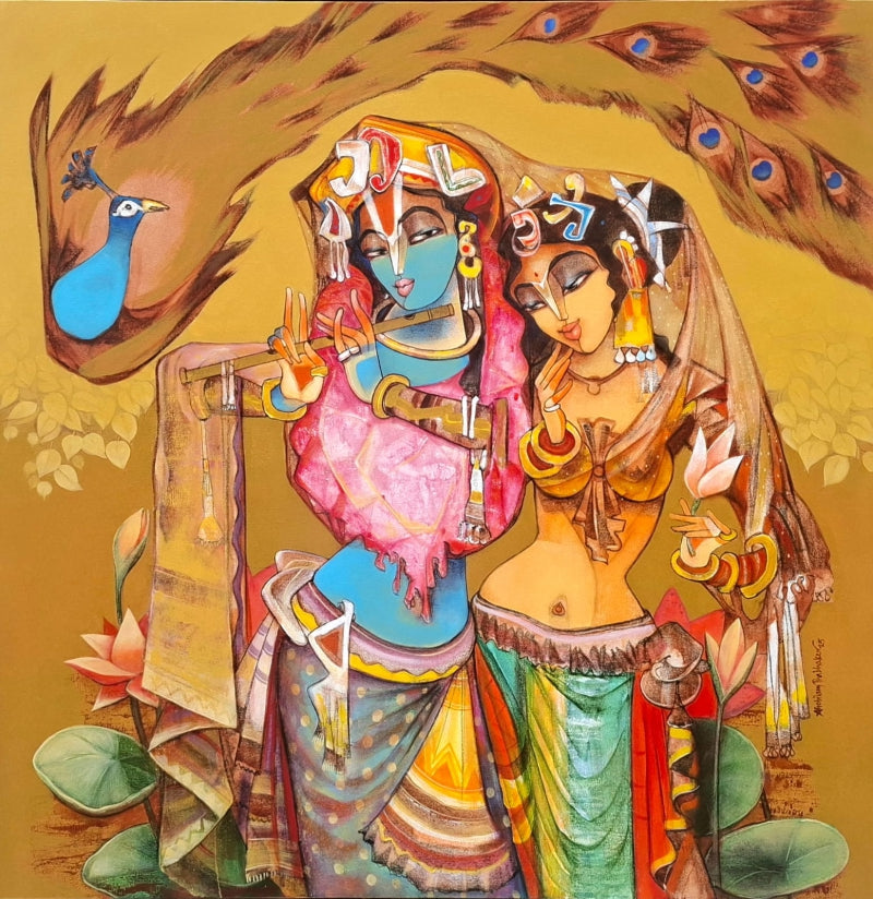 Untitled 8' religious acrylic painting by artist Prabhakar Ahobilam, 48x48 inch, on canvas