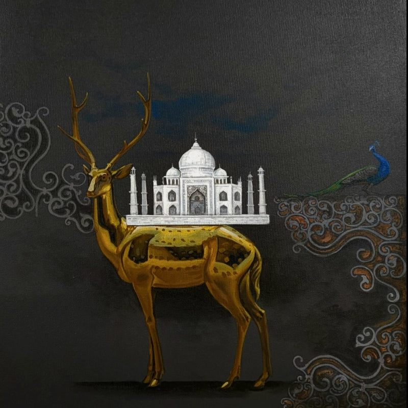 Untitled 8' animals acrylic painting by artist Senthil Kumar J, 18x18 inch, on canvas