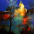 Untitled 8' contemporary acrylic painting by artist Pradip Sengupta, 30x30 inch, on canvas