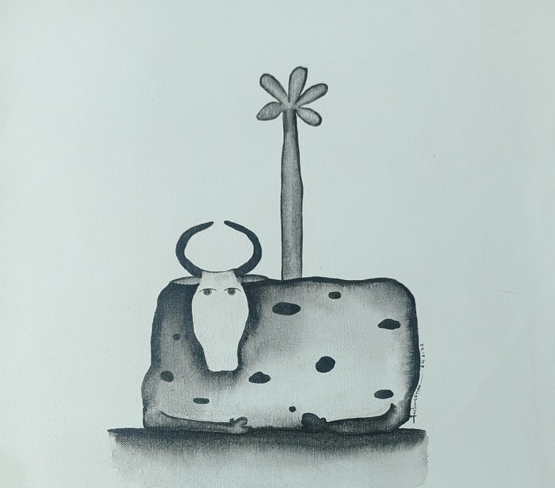 'Untitled 8' contemporary acrylic painting by artist Taslim Jamal, 12x12 inch, on canvas