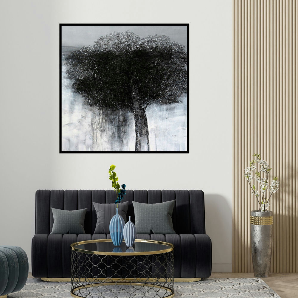 Bhaskar Rao's 'Untitled' painting visualized above a sofa in a contemporary room.