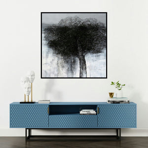 'Untitled' painting by Bhaskar Rao shown on a wall in a furnished room.