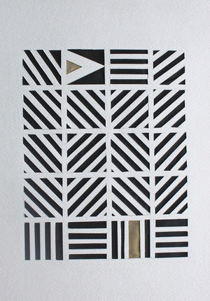 Untitled 81 (Intersecting Lines) by Vivek Nimbolkar, Original Paper Abstract Painting on Paper, X-Small Vertical Wall Art