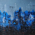 Untitled 82' abstract acrylic painting by artist Dnyaneshwar Dhavale, 36x72 inch, on canvas