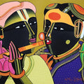 Untitled 83' figurative acrylic painting by artist Thota Vaikuntam, 12x16 inch, on canvas