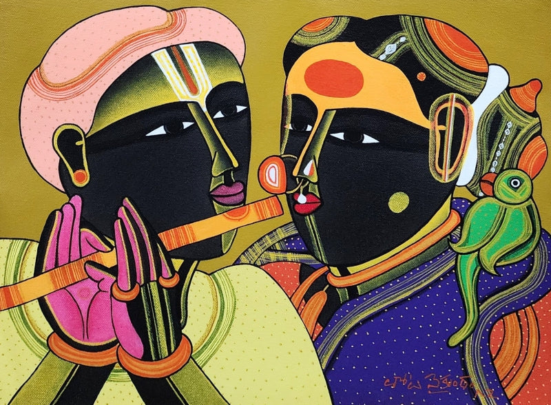 Untitled 83' figurative acrylic painting by artist Thota Vaikuntam, 12x16 inch, on canvas
