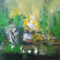 Untitled 86' abstract acrylic painting by artist Dnyaneshwar Dhavale, 47x71 inch, on canvas