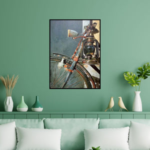 Preview of 'Untitled 9 (Rusty Memories)' Painting by Rajashree Sutar shown on a wall in a furnished room.