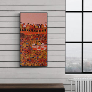 Preview of 'Untitled 9 (Cosmic Harmony)' Painting by Anamika Kuchan shown on a wall in a furnished room.