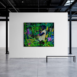 In-situ view of KG Babu's 'Untitled 9' painting in a room